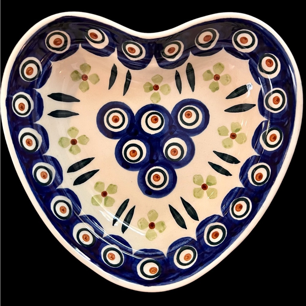 Boleslawiec Polish Pottery Heart Shaped Bowl Dish Blue, MOTHERS DAY GIFT